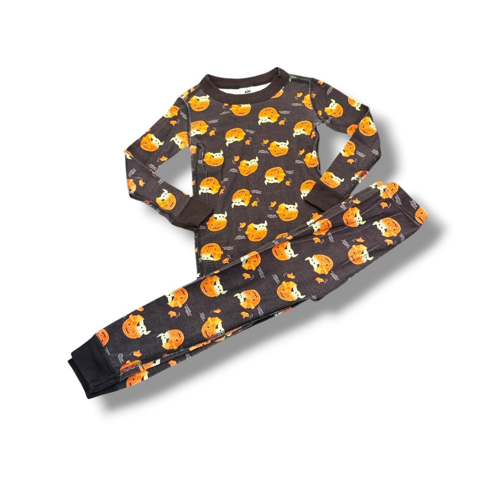 Hanna Andersson Star Wars Grogu Pumpkin Halloween Pajama Set Kids 4 Black